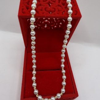 Ogrlica zlato finoće 585 i biseri, 50 cm dužina